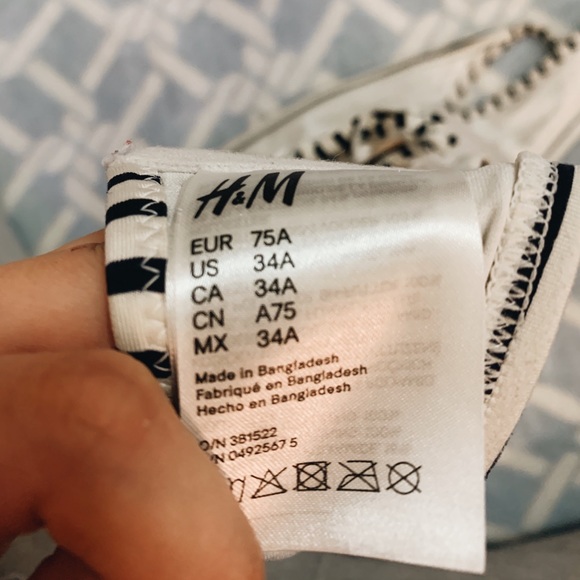 H&M Navy/Black Striped Bikini Set 34A - Picture 4 of 5